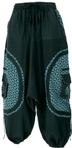 Haremshose, Pluderhose, Pumphose, Aladinhose, Baumwolle, schwarz/petrol