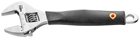NEO TOOLS Rollgabelschlüssel Einmaulschlüssel aus Chrom-Vanadium Stahl – Einmaulschlüssel Verstellbar Adjustable Wrench mit Weichem Griff - Länge: 201