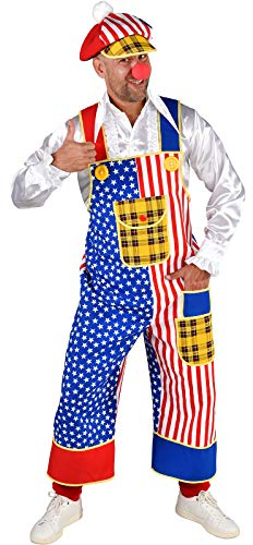 M219218-XL-XXL rot-weiß-blau Herren Latzhose mit Mütze USA Amerika Stars und Stripes Gr.XL-XXL=60-62
