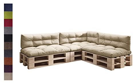 sunnypillow Palettenkissen 7er Set für Europaletten Indoor und Outdoor Palettenpolster Palettensofa Kissen mit schöner Steppung Auflage 120 x 80 viele Farben zur Auswahl Cremefarben