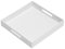 KEVLANG Glänzendes weißes Tablett aus stabilem Acryl mit Griffen, 35.6 x 35.6 cm, Serviertablett für Kaffee, Vorspeisen, Frühstück, Butler-Kitchen, Arbeitsplatte, Make-up, Organizer, Schminktisch