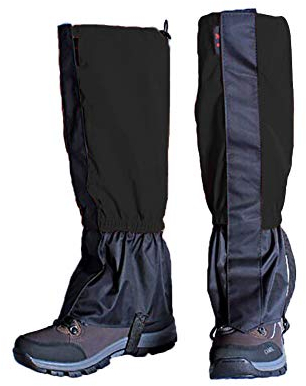 Zhongtou 1 Paar Gamaschen Wandern Wasserdicht 45cm Outdoor Gamaschen Regenschutz Zeckenschutz mit Klettverschluss für Damen und Herren zum Jagen Klettern Radfahren Sparziergang Gartenarbeit (Schwarz)