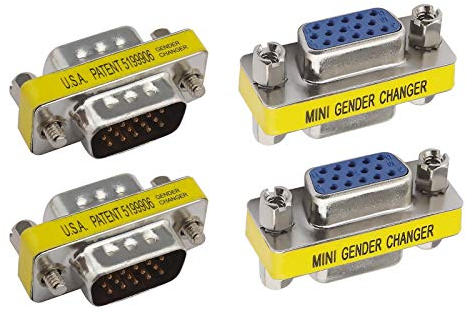 Be In Your Mind 4x Adattatori VGA 15 Pin Mini Adattatori Per Cambio Genere Connettori DB15 Nero Maschio A Maschio E Blu Femmina A Femmina