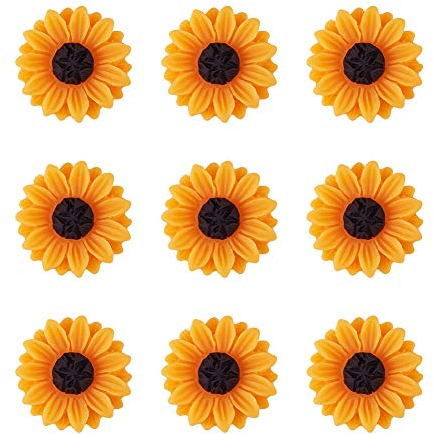 Craftdady - Confezione da 50 cabochon in resina, con retro piatto, 15 mm, colore: arancione Helianthus floreale, per matrimoni, feste, casa, artigianato, scrapbooking, decorazioni