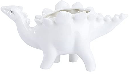 Happyyami Pot De Fleurs Céramique Dinosaure Conteneur Décoratif Pour Plantes Succulentes Pour Intérieur Et Extérieur Blanc
