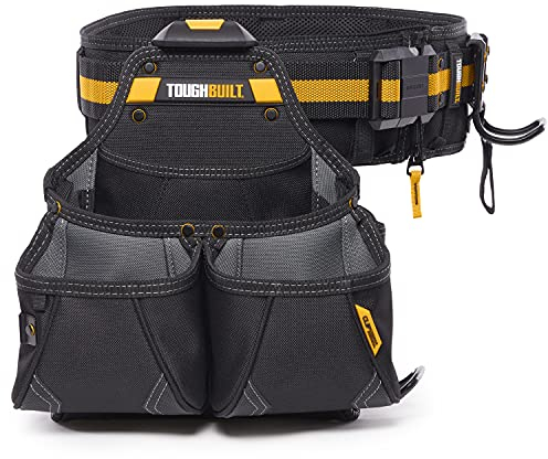 ToughBuilt - 3-piece Handyman Tool Belt Set - Heavy Duty, Durable - 2 Cliptech Pouches and padded Toolbelt - TB-CT-102-3P