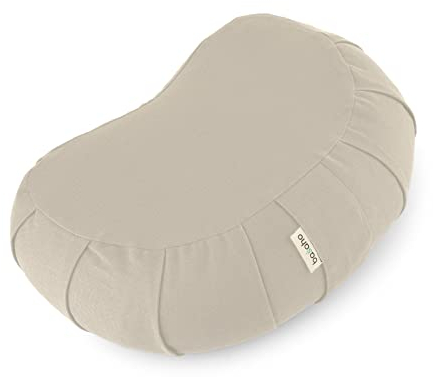 basaho CRESCENT Zafu Meditationskissen Yogakissen | Bio-Baumwolle | Buchweizenschalen | Abnehmbarer und waschbarer Bezug (Natur)