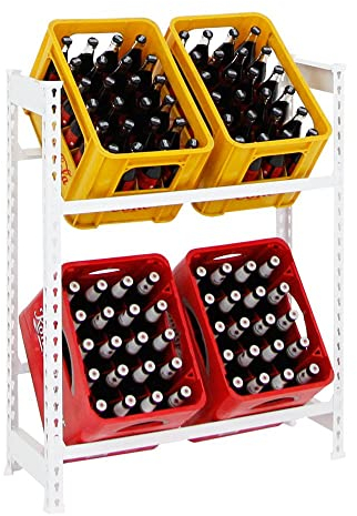 PROREGAL Getränkekistenregal Camel für 4 Kästen, HxBxT 100x80x30cm, Traglast pro Fachboden: 100 kg, Weiß, Kellerregal, Wasserkistenregal, Bierkistenregal, Garagenregal