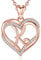 INFUSEU Initial Pendant Necklace Womens Letter K Heart Jewelry, Rose Gold Romantic Birthday Gifts for Wife Mother Girlfriend Sister, 20 Inch Chain