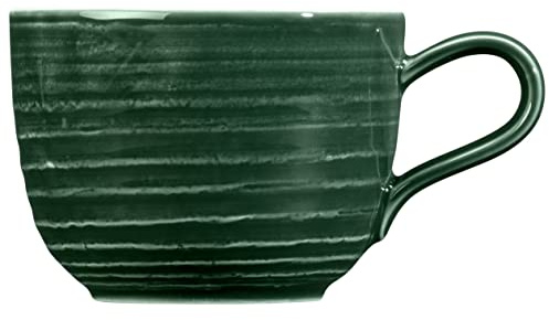 Seltmann Weiden Terra Kaffeetasse, 260 ml, Kaffeeobertasse mit spiralförmigem Relief, Spülmaschinen- und mikrowellenfest, Porzellan, Moosgrün | k)