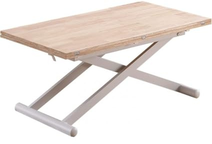PEGANE Table Basse relevable Extensible en Bois et métal Coloris chêne nordiqueblanc - Longueur 110-114 x Profondeur 57 x Hauteur 49-76 cm
