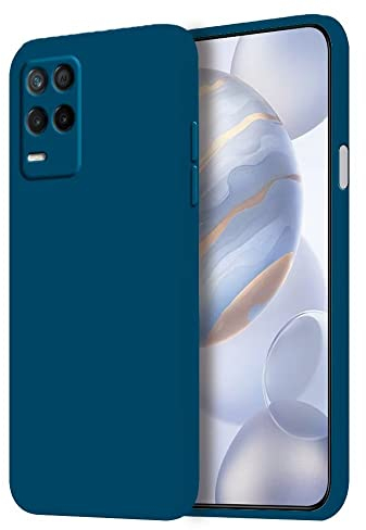 HONLEN Hülle für Realme 8 5G / Realme Narzo 30 5G Schutzhülle Case, (6.5 Inches) Liquid TPU Silicone Handyhülle mit Fallschutz Silikon Cover Saphirblau