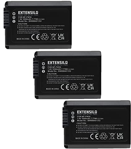 EXTENSILO 3X Batterie Compatible avec Sony Cybershot DSC-RX10 III, DSC-RX10, DSC-RX10 II Appareil Photo, Reflex numérique (1050mAh, 7,4V, Li-ION)