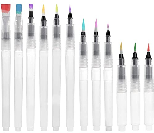 12-teiliges Wasserfarben-Pinsel-Set, Aquarell-Stifte, Wasserfarben-Marker, wasserlöslicher Buntstift