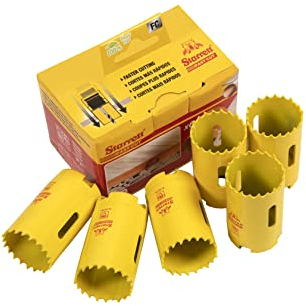 Starrett HSS FCH0114-6 Lot de 6 scies cloches bimétalliques en cobalt à coupe rapide pour tôles en acier inoxydable, bois, plastique, différents matériaux – 32 mm