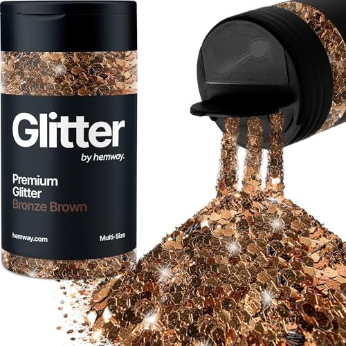 Hemway Premium Glitter Shaker - Bronze Brown | 120g Multi Size Metallic Flake Sequins for Resin & Epoxy Crafts | Craft Supplies for Tumblers, Festival, Hair, Face, Body, Eye & Nail Art