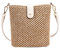 Ulisty Damen Klein Strohtasche Mini Gewebt Eimer Tasche Sommer Strandtasche Mode Schultertasche Umhängetasche Handtasche weiß