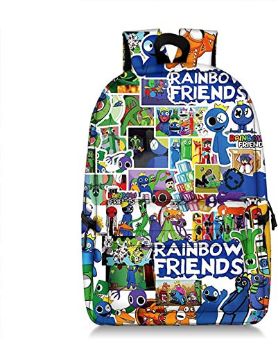 Rainbow Friends Rucksack Kinder Schultasche Regenbogen Jungen Cartoon 3D Druck Studenten Schultasche Laptop Tagesrucksack für Jungen Mädchen, Typ 6, 47 * 28cm
