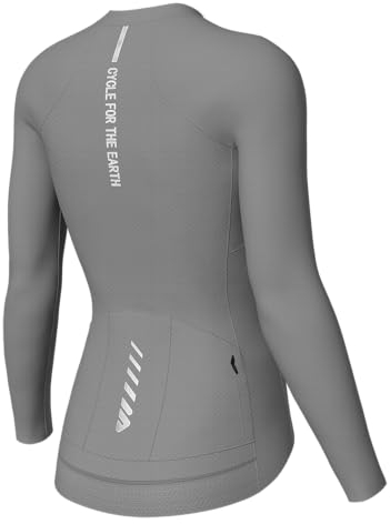 Wulibike Radtrikot Damen Langarm,Fahrradtrikot Atmungsaktiv Rennrad Trikot Hochelastisch Fahrrad Kleidung 4 Taschen 1-Grau M