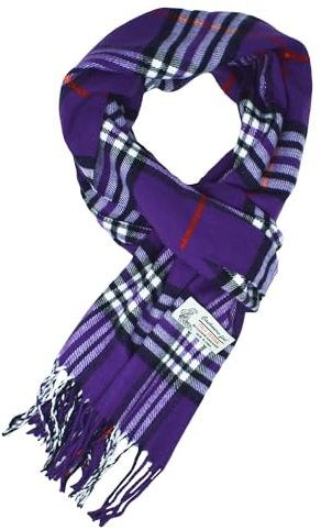 Glory Max - Sciarpa invernale unisex classica a quadri tartan, morbida, effetto cashmere, 182,9 x 30,5 cm, Viola, 72 x 12 x 0.2