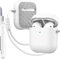 MHYALUDO-Hülle kompatibel mit AirPods 2 Generation mit Reinigungsset, vollständiger Fallschutz mit Trageband, Jugendliche Macaron-Farbe, kompatibel mit Airpods 2 1 Gen-Ladehülle, Weiß/Grau