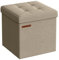 SONGMICS Storage Ottoman, Foldable Small Ottoman Foot Rest, 30 x 30 cm Foot Stool, Ottoman with Storage, Load up to 130 kg, for Living Room, Bedroom, Dorm, Camel Brown LSF028K51