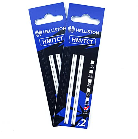 Helliston HM/TCT Hobelmesser für Elektrohobel Einhell BT-PL 750, TE-PL 850, BT-PL 900, Hartmetall, OHNE PLASTIK, 82mm (2 Satz = 4 Wendemesser)