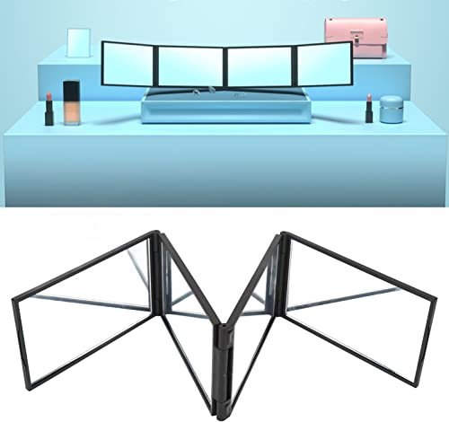 Spiegel, Faltbar, Tragbar, Dreifach Faltbar, Kosmetikspiegel, 4-Wege-Spiegel, 360-Grad-Handheld-Desktop, Tragbar, Faltbarer Make-up-Spiegel Zum Selbsthaarschneiden, Styling, Rasieren Ihres Kopfes