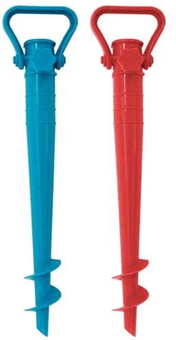 Acan Tradineur - Pack de 2 Soportes de sombrilla de Playa de 25 mm - Fabricado en plástico - Soporte de Base de Parasol con Rosca - 41,5 x 9,5 cm - Color Aleatorio