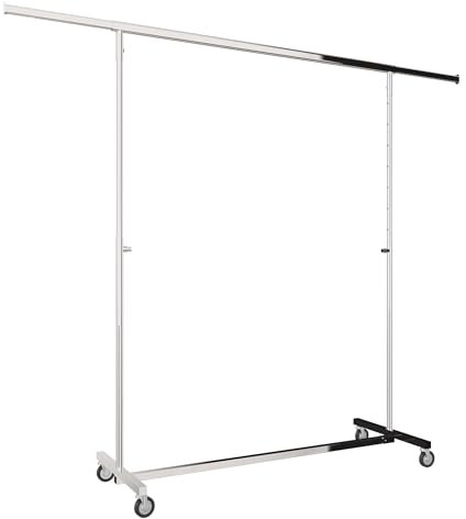 Aigentlich Rollständer klappbar verchromt, Kleiderstange verstellbar H120-190 cm u. B 140-220 cm, Profi-Kleiderständer bis 100 kg belastbar, robuster Konfektionsständer