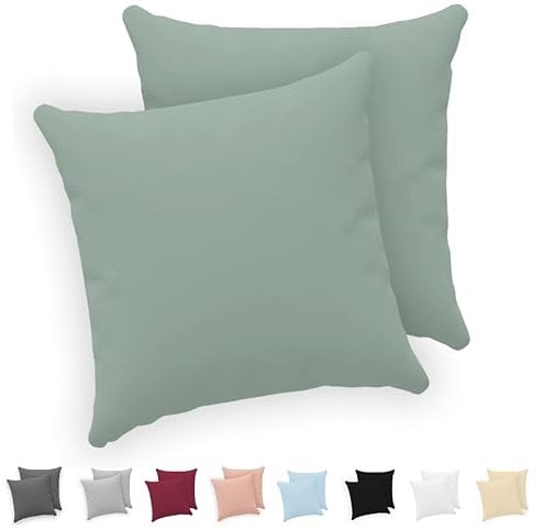 Twinzen® Kissenbezug 30x30 (2er-Set) - 100% Jersey Baumwolle 150 GSM Kissenbezüge - Grün - Für Kissenbezüge 30x30 cm - Kissenhülle - Kissenbezug mit Reißverschluss - Oeko-Tex Zertifiziert