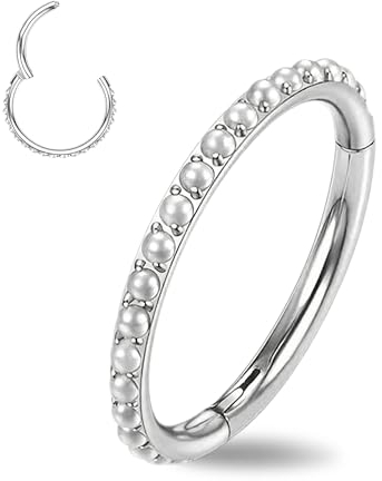 Lucktao Nasenpiercing Ring,Nasenpiercing Chirurgenstahl,Septum Piercing,Piercing Ohr,Perlen- Nasenpiercing,Helix ring,Hypoallergen Knorpelohrring,Piercing für Nase,Septum,Ohr,Tragus- Silber 10MM