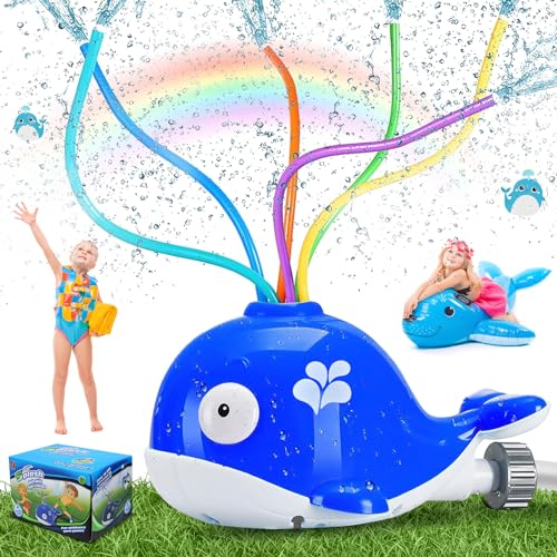 MONCAP Wasserspielzeug Kinder Wassersprinkler Spielzeug Wal Sprinkler Wasserspielzeug Garten Rasensprenger Outdoor Spiele für Junge Mädchen Kleinkinder Sommer Draußen Wasserspiel
