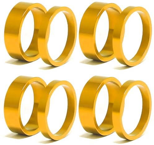 YATEICBC 8-teilige Fahrrad Gabel Spacer, Carbon Spacer, Fahrrad Front Bar Spacer, Lenker Vorbau Spacer, Aluminium Mountain Road Bike (Gold)