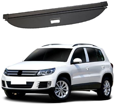 GODSLLY Auto Hintere Kofferraum Hutablage, Kompatibel für VW Tiguan 2009-2015, Einziehbare Trunk Cargo Abdeckung Vorhang Regal Schattenschutz