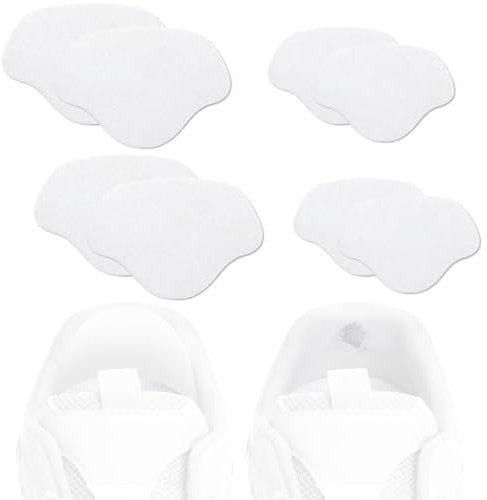 PLABBDPL 8 pcs Sneaker Reparatur Patch Selbstklebender Fersen-Patch Reparatur von Sneaker-Loch Fersen-Reparatur-Patch Schuhloch-VerhinderAgs-Patch Für die meisten Schuhtypen geeignet, Weiß