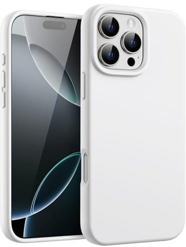 JETech Liquid Silicone Case for iPhone 16 Pro 6.3-Inch, Silky Soft Touch Full-Body Protective Phone Case, Anti-Scratch Shockproof Cover with Microfiber Lining (White)