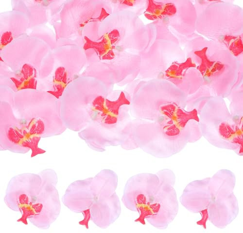 M METERXITY Lot de 20 Têtes de Fleurs d'Orchidée Artificielle, Fleurs Papillon Faux en Soie pour Décoration de Mariage, Pétales de Phalaenopsis Faux en Vrac [3,54 Pouces, Rose]