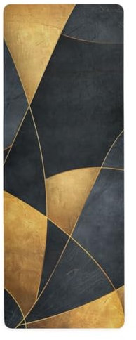 Luxuriöse rutschfeste Yogamatte mit schwarzen und goldenen Linien, für den Boden, Naturkautschuk, rutschfest, Yogamatte für Matte Tapete para ejercicio 180,3 x 66 cm