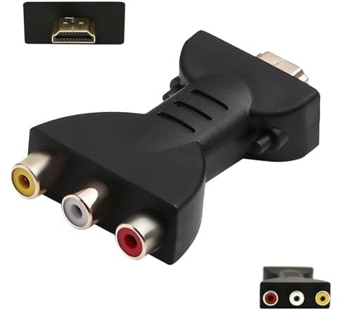 Enjiror HDMI to RCA Converter Gold Plated Interface Red White Yellow 1080P High-Definition HDMI In to AV Out CVBS Video Audio Male Female RGB Adapter Component Composite PC Laptop Xbox TV Camera DVD