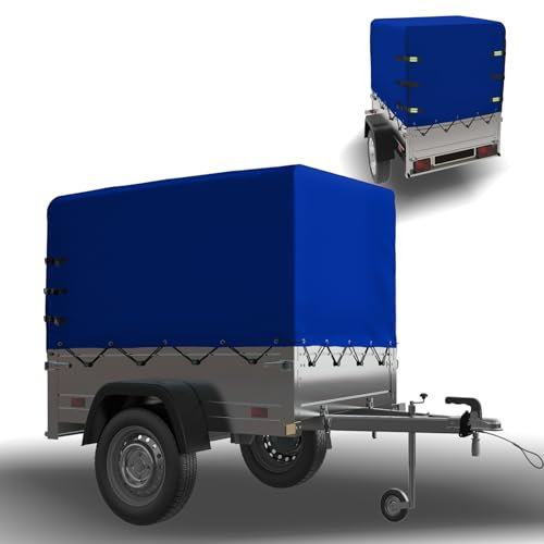 YALYAYA Lona para remolque, 210 x 114 x 90 cm, borde reforzado, lona con ojales y cuerda de lona, impermeable, cremallera resistente a desgarros, cubierta para remolques de coches, 750 kg (azul)