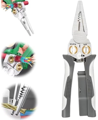 8 in 1 Super Easy Multi-Function Wire Stripping Pliers, Stripper Tool Crimping Tool, Electrician Cable Cutter High-Precision Winding Wire Hand Tools for Scraping and Pressing Wires with Voltage Test(G