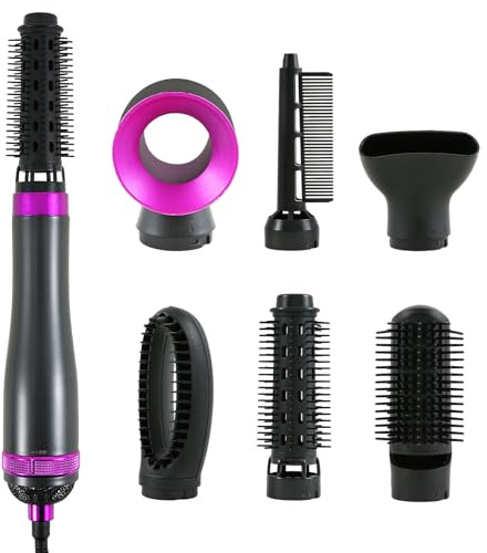 cupeohome Hair Dryer Brush Blow Dry Hair Brush 6 in 1 Detachable Hair Dryer Hot Air Styler Hot Brush for Hair Styling, Lightweight Travel Hair Dryer, Hot Air Brush for Drying Curling Straightening