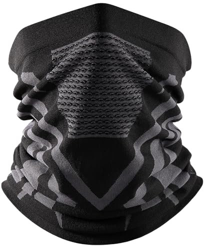 Schlauchschal, Halbe Sturmhaube, Fahrrad Maske Winter, Halstuch, Motorrad Gesichtsmaske, Atmungsaktive Sturmmaske für Laufen, Fahrt, Ski - Herren Damen - Schwarz Grau
