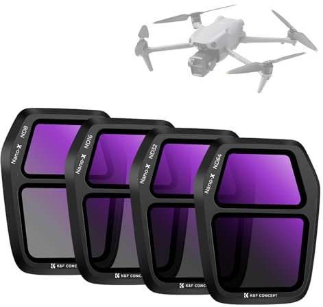 K&F Concept ND8+ND16+ND32+ND64 Filter Kompatibel mit DJI AIR 3S, Polfilter, Multi Beschichtung HD Optical Glass Aluminium