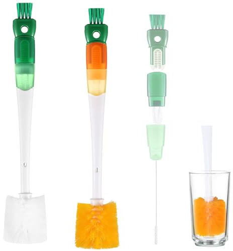 2 Stück Flaschenbürste, 5-in-1 Flaschenbürste, Flaschenreinigerbürste, Strohhalm-Reinigungsbürste, Babyflaschenbürste, Wasserflaschenbürste, multifunktionale Wasserflaschen-Reinigungsbürste, zum