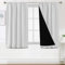BellaHills 100% Thermovorhang Kälteschutz mit Kräuselband Gardinen Blickdicht 2er Set H137 x B117 cm Verdunklungsgardine Vorhänge Wohnzimmer Blackout Curtains, Vorhänge Kurz, Grau-weiß