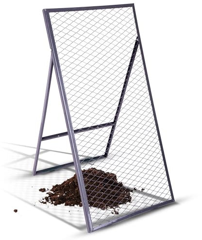 Novatool Tamis de sol 100 x 50 cm, en acier revêtu par pulvérisation, grille d'éjection pour terre, pelouse, sable, compost, tamis de jardin, grille en métal, tamis à terre, terre de jardin