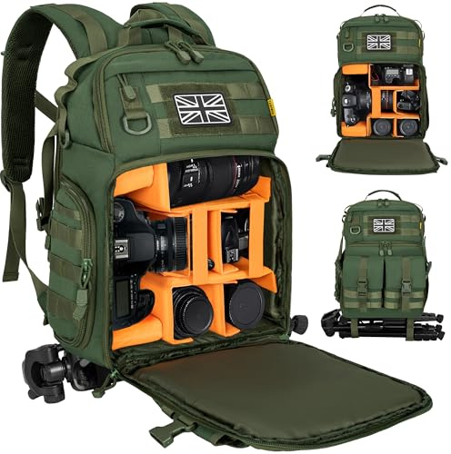 Zaino per fotocamera con scomparto per laptop da 15,6 pollici, borsa per fotocamera impermeabile, resistente borsa per fotografia DSLR/SLR, compatibile con droni Canon, Nikon, DJI, inserto imbottito