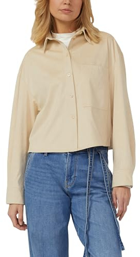 s.Oliver Damen Verkürzte Hemdbluse in Velours-Optik Hemdbluse aus Veloursleder